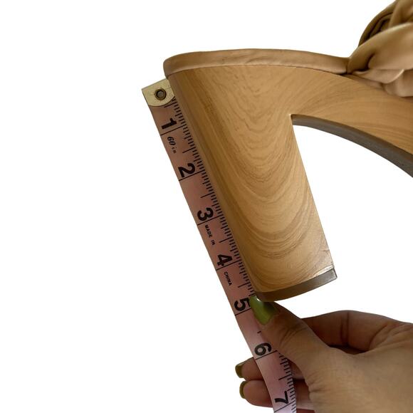 Jessica Simpson Supira Nude Platform Sandal Braided Faux Wood Mule Sandals Sz 6 - Picture 8 of 9